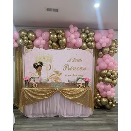 Mocsicka Royal Gold Princess Backdrops Pink Little Princess is On The Way Baby Shower Photography Background Glitter Gold Princess Carriage Geometrical Decoration Newborn Props (7x5ft)