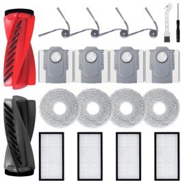 Fixbetter Accessories Kit for Roborock Saros 10R Robot Vacuum Cleaner, 1 Main Brush Set, 4 Filters, 4 Mop Pads, 4 Side Brushes, 4 Dust Bags, 1 Cleaning Brush, 1 Screwdriver