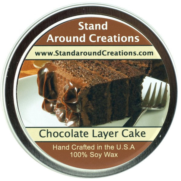 Premium 100% All Natural Soy Wax Aromatherapy Candle - 4oz Tin - Scent:Chocolate Layer Cake: A wonderfully delicious fragrance that smells like a dark rich, moist chocolate cake with thick, creamy fudge icing.