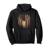 Deer Hunters Deer Skull on American Flag Pullover Hoodie
