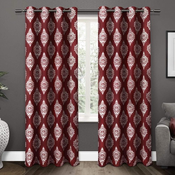 Exclusive Home Curtains Medallion Panel Pair, 52x96, Burgundy, 2 Count