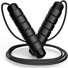 Jump Rope, Tangle-Free Rapid Speed Jumping Rope  with Ball Bearings for Women, Men, and , Adjustable Steel Jump Rope Workout with  Handles for Fitness, Home Exercise & Slim - Color: Black+Black