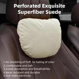 2 Pcs Car Headrest Neck Pillow for Driving,Universal Premium Suede Leather Soft and Comfortable Headrest,Two Gears of Height Adjustment Car Seat Headrest Pillow Car Interior Accessories