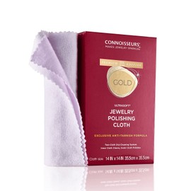 CONNOISSEURS Premium Edition Extra Large Polishing Cloth for Gold Jewelry - Ultrasoft Fabric with Anti-Tarnish Formula - 14x14 Inches