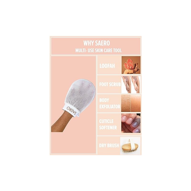 SAERO Guante de ducha coreano exfoliante profundo (2 piezas) para