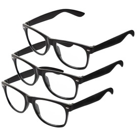 Boolavard® TM Clear Black Lens Classic Sunglasses - Style Unisex Shades UV400 Protective Mens Ladies (Black - 3 Pair Black Clear)