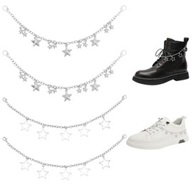 beinkmake 4Pcs Bling Star Pendant Shoe Chain Punk Stars Shoe Charms Hip Hop Metal Shoelaces Accessories Decorations Clip for Women Men Shoe Canvas Sneaker Pants Bags Clothes DIY Crafts