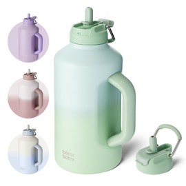 BOTTLE BOTTLE Insulated Water Bottle 64 oz with Straw and Dual-use Lid Sport Stainless Steel Water Bottle with Handle Vacuum Stainless Steel for Workout and Sports(green gradient)