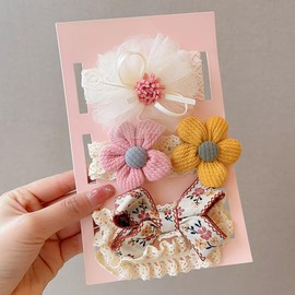 2025 New Style Hair Band, Baby Hair Accessory, Hair Ornament, Lace Band, Headdress, Girls, Newborn, Baby Shower, Birthday, Commemorative Photography/Celebration, Wedding, 3-Piece Set (Pink Yellow
