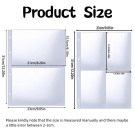Photocard Sleeves, 20 Pack 4 Ring Kpop Photocard Protector, Single Sided Heavyweight Sheet Photo Protector Sleeves, Transparent A4 Binder Album Pages Game Cards Protector Storing Souvenir Paper
