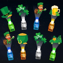 CHUNNIN 36 PCS St. Patrick's Party Favors Shamrock Light Up Finger Lights, Glow in the Dark Irish Party Finger Light Bulk for Goodie Treat Bags Stuffers Saint Patricks Birthday Party Supplies