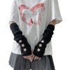 Y2K Coquette Stars Arm Warmers Cute Knit Fingerless Gloves Gyaru