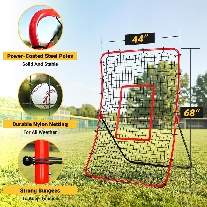 PLAYAPUT Baseball Rebounder & Pitchback Net, 5 Angle Adjustable