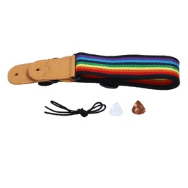 Rainbow Guitar Strap Adjustable Length Widened Guitar Strap with Pick Pocket for Ukulele Bass Electric Acoustic Guitars 9 Colored
