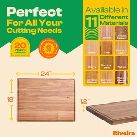Riveira Acacia Wood Cutting Board – Gourmet Acacia Grandeur: 24 x 18 Wooden Cutting Board – Natural Wooden Cutting Boards For Kitchen Decorative – Innovative Juice Grooves Acacia Wooden Chopping Board