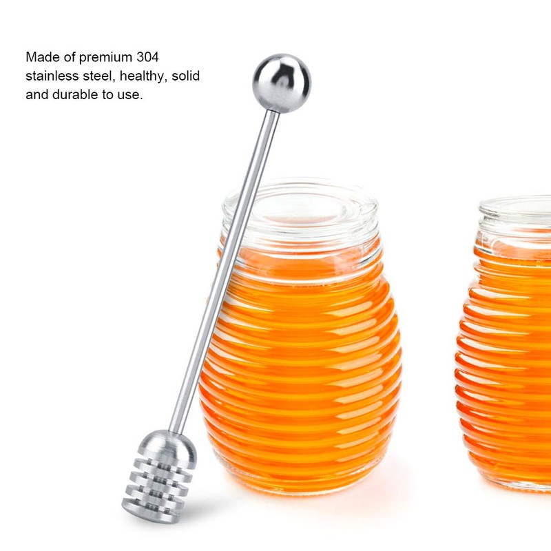 Metal Hoeny Dipper, Stainless Steel Drizzle Spoon, Solid Honey Stick,
