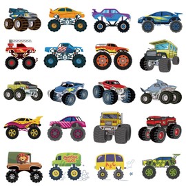 Hohamn Monster Truck Temporary Tattoos for Kids, 10 Sheets Monster Truck Temporary Tattoos for Boys Birthday Party Supplies Gifts Decoration