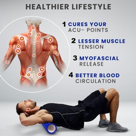 Xn8 Foam Roller Large (45Cm) Size, 45cm Long Massage Roller, Yoga Roller for Legs, Deep Tissue Muscle, Trigger Point Therapy, Back Massage, Exercise, Calf, Gym, Fitness, Pilates & Runners - Blue