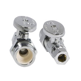 Midline Valve 82412QS-OM Water Supply Stop Valve with Quarter Turn Wheel; Lead Free; One Piece Design; Straight Shut-off for Toilet, Sink, Dishwasher; 1/2 in. CPVC x 3/8 in. COMP; Chrome Plated Brass
