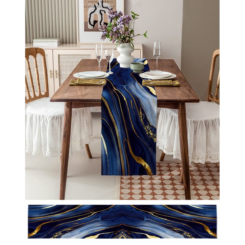 Falaniique Marble Table Runner 72 Inches Long Cotton Linen Kitchen