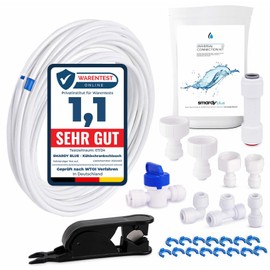 smardy ZO003 Water Inlet Pipe Universal Connection Set with Check Valve 15 m Refrigerator Hose for Reverse Osmosis, Refrigerator Side by Side, Water Hose 1/4 Inch (6.35 mm)