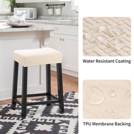 YISUN Stool Covers Rectangle - 4 Pack Stretch Waterproof Saddle Seat Cover Counter Bar Stools Bar Chairs Covers Kitchen Island Chairs Cushion Protector