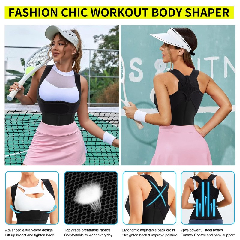 Gotoly Women Back Brace Posture Corrector Waist Trainer Vest Adjustable