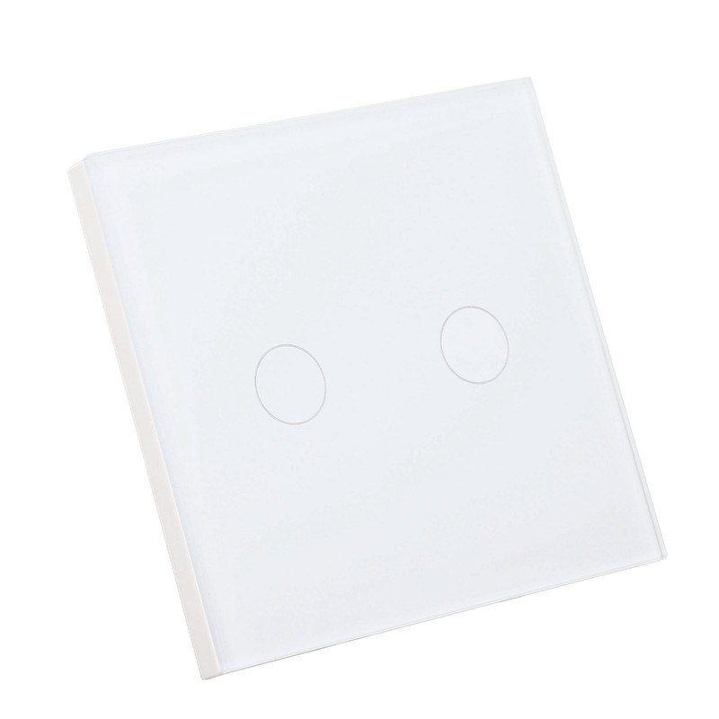 2 Gang Wall Switch with Indicator Tempered Glass Panel Touch