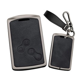 Ysbxitu For Renault Dacia with 4 Buttons Key Cover Accessories Fits Renault Clio Captur Scenic Megane 4 Duster Sandero Twingo Koleos Zoe Scratch-Resistant Car Key Cover A Black