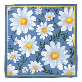 Zewurtuw Scarf Silk Feeling Large Square Satin Head Hair Wrap Lightweight Fashion Cute Aesthetic 27.5 Inches for Women Girls Handbag Decoration-Daisy Blue
