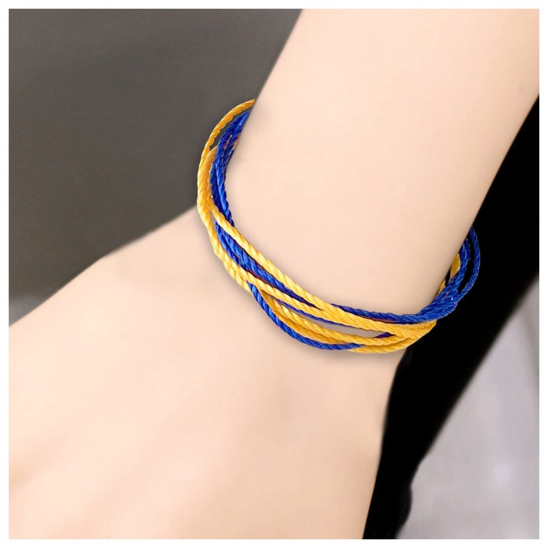 6Pcs Ukraine Bracelet for Women Men, Adjustable Hand Braided Ukraine