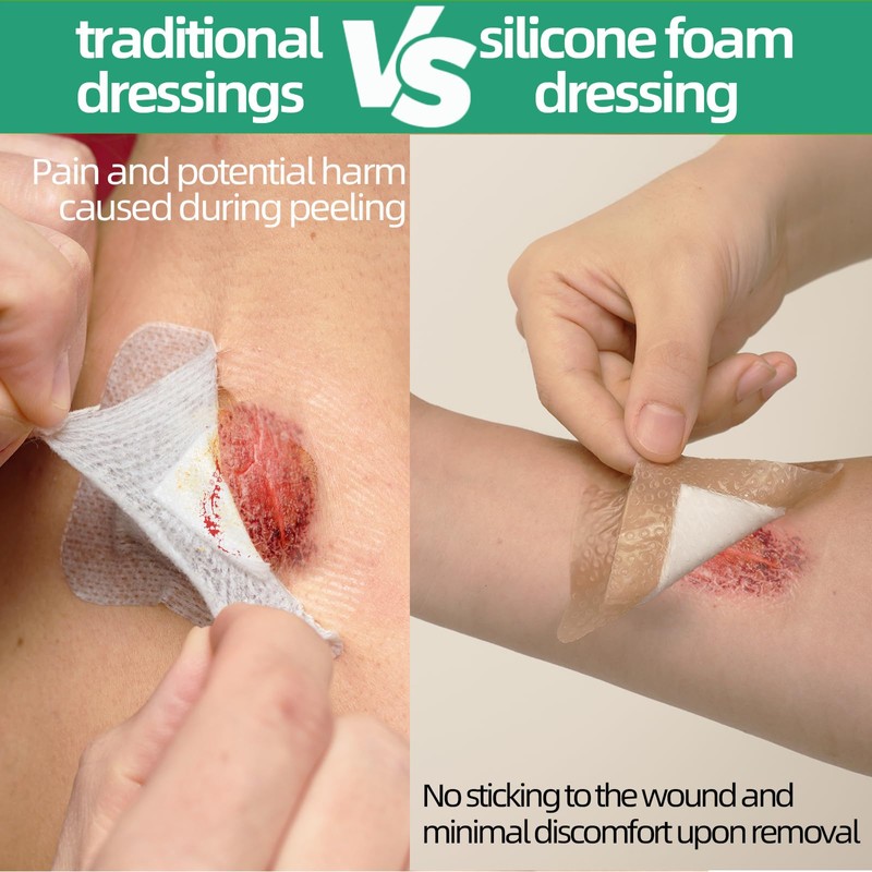 Jointown Foam Wound Dressing Bandages Silicone Adhesive Border 6 x