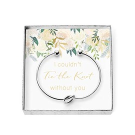AlacrityGifts Love Knot Bangle Bracelet - Simple Tie The Knot Cuff Stretch Bracelet for Bridesmaid Proposal - Bridesmaid Gift Box - I Couldn't Tie The Knot Without You, Wedding Gift (Silver)