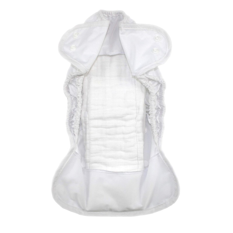 MuslinZ 6 pack Size1 Newborn Prefolds Muslin Cloth Nappies White