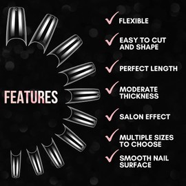 Makartt French Nail Tips, 500pcs Half Cover False nail Tips Press on Nails Acrylic Nail Tips 10 Sizes (Half Cover Clear 02)