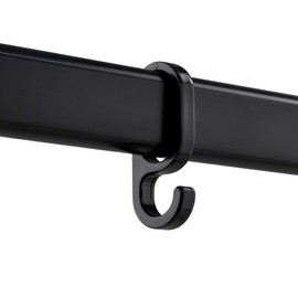 Gedotec H10623 Hanging Hooks Plastic Black for Wardrobe Rail Oval H10623 | Pack of 10 - Clothes Hooks for Oval Rods | 60 x 23 mm (H x W) | Hanger - Hook for Sliding onto the Oval Cupboard Tube