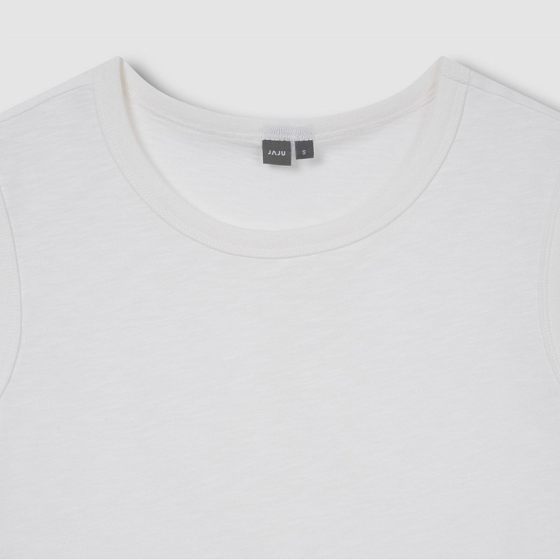 Jaju [JAJU] Women's Slub Sleeveless T-Shirt_White