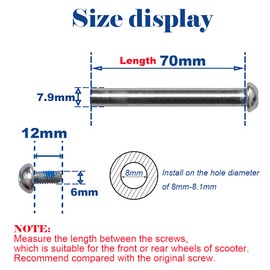 M8x70mm/2.76" Screws for 2-3-4-Wheel Kid Scoote Replacement Micro Mini Foldable Kick Scooter Kids Scooters Axles Repair