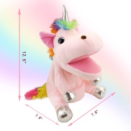 Unicorn Toys Unicorn Hand Puppet, Unicorn Stuffed Animals Hand Puppets Unicorn Toys for Girls, Puppets for Kids Rainbow Unicorn for Kids Puppets for Adults Unicorn Gifts Plush Stuffed Unicorn