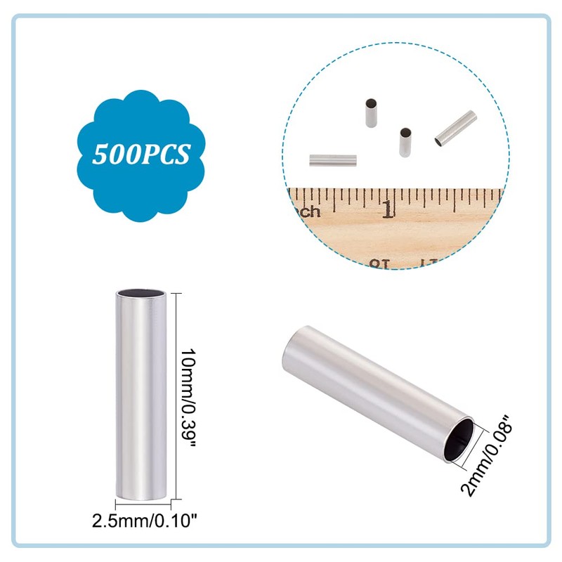 UNICRAFTALE About 500pcs 10mmx2.5mm 304 Stainless Steel Tube Beads Column