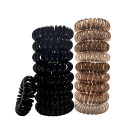 9pcs/Set Spiral Hair Ties, MultiColor Hair Bands No Crease Phone Cord Ties, No Damage, Waterproof Plastic Spiral Ponytail Holder Bands for Women Girls Bobbles Accessories (Coffee Morning)