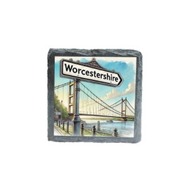 Worcestershire Slate Coaster – Handcrafted Natural Stone with Scenic Artwork – Unique UK Gift & Souvenir (slco-kf25-2510)
