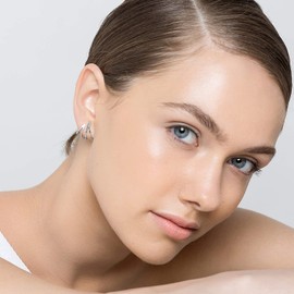 Blackened Sterling Silver Huggie Earrings Stud Earrings Unusual Earrings Hypoallergenic Earrings Triangle Earrings Geometric Earrings (Black)