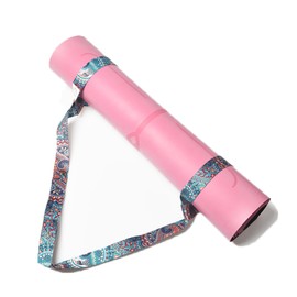 MKKM Yoga Mat Carrying Strap, Adjustable Loops, Pink and Purple Pattern, Exercise Mat Sling (Green)