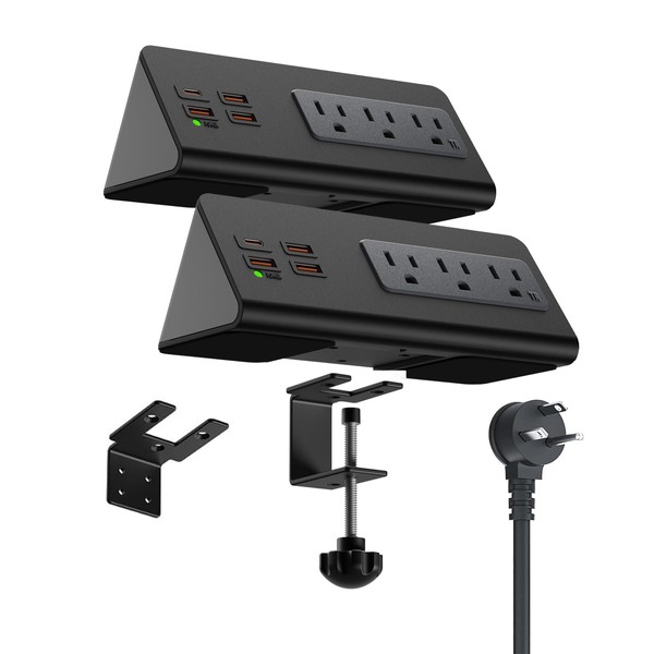Power charge station edge clamp mount with USB-C portsTabletop Surge