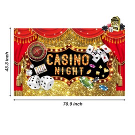 Ayearparty Casino Night Poker Dice Photography Backdrop Vinyl Las Vegas Gold Glitter Bokeh Photo Background Casino Themed Birthday Party Decorations Banner Photo Booths Studio Props 71 x 43 Inch