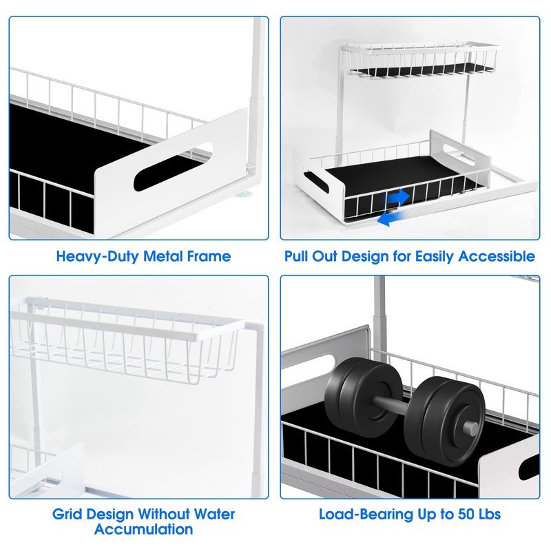 UINOFLE 2 Pack Under Sink Organizer, 2 Tier Pull-Out Cabinet
