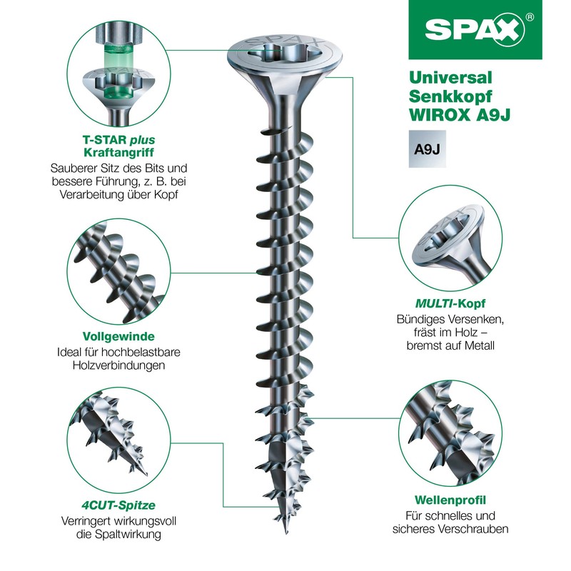 SPAX Universal Screw, 4 x 40 mm, Pack of 180,