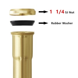 OPERMAXER Brass Slip Joint Extension Tube，1-1/4 Inch O.D(32mm) x 12 Inch P Trap Extension Pipe with Nut and Rubber Washer, Sink Drain Tailpiece for Bathroom Kitchen(Gold)