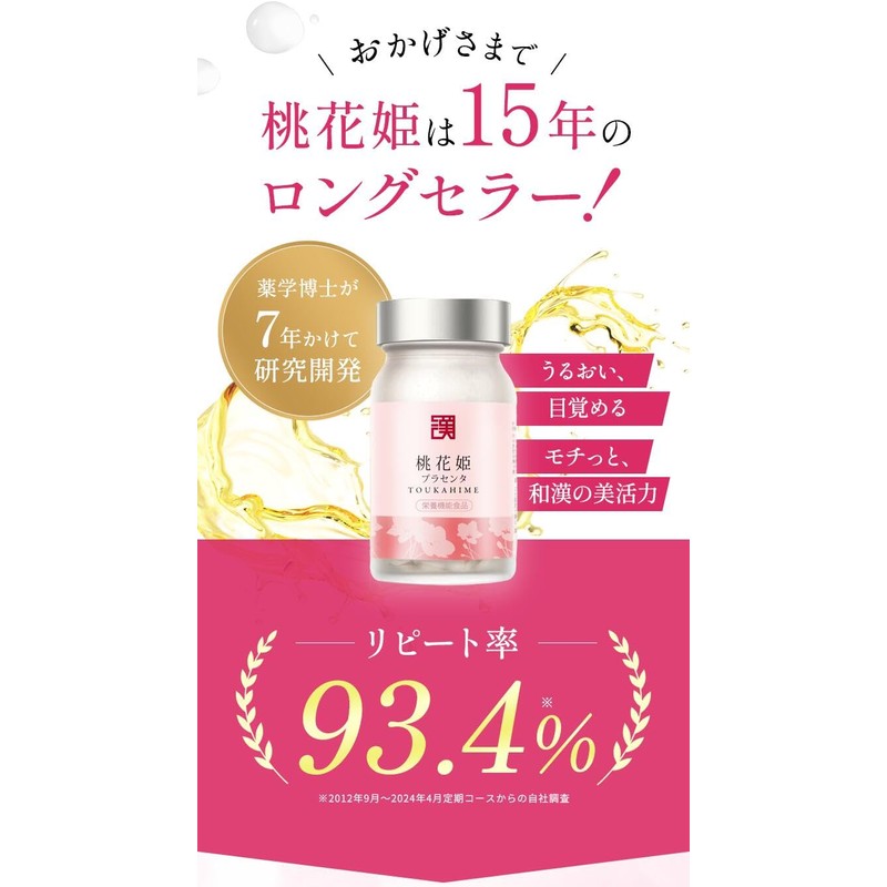 和漢「桃花姫プラセンタ（約1ヵ月分）」 サプリメント アキョウ プラセンタ 鉄分 ビタミンC 葉酸 ポリフェール 女性用 お誕生日